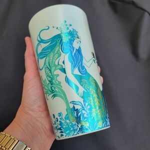 Starbucks 2022 Mermaid Siren Ceramic Tumbler Teal Blue Green Metallic ~ No Lid!